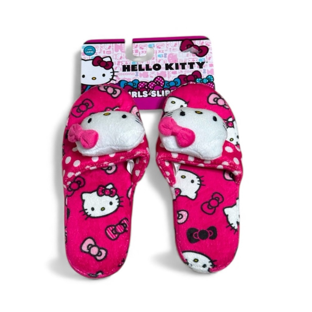 HELLO KITTY slippers 3d head girls Large 2/3 NEW pink